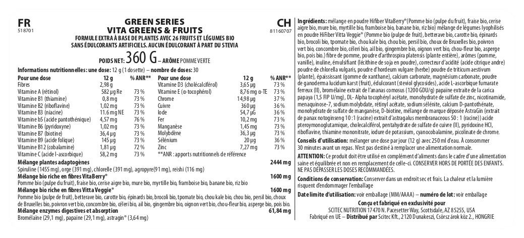 VITA GREENS & FRUITS - 600G Scitec Nutrition